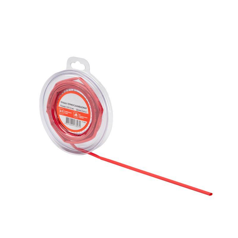 Трубка термоусаживаемая 3.0/1.5мм красн. ролик 2.44м Rexant 29-0004
