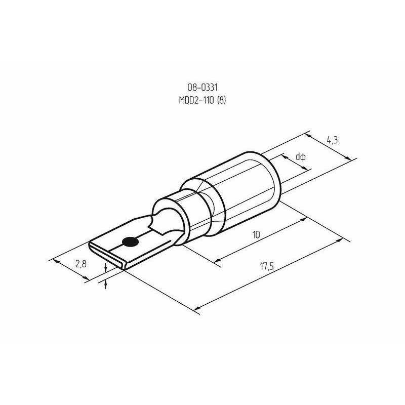 Клемма плоская изол. (штекер) (VM 2-110(8)) REXANT 08-0331