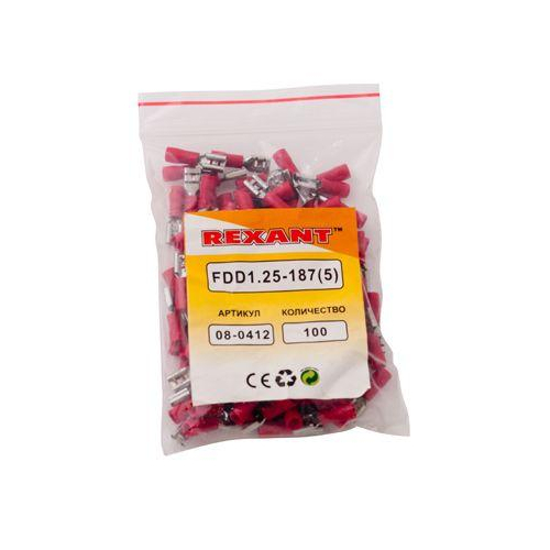 Клемма плоская изол. (гнездо) (VF 1.25-187(8)) REXANT 08-0412