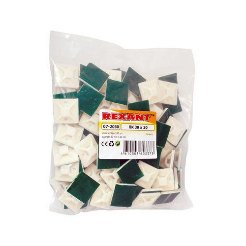 Площадка самоклеящаяся 30х30мм бел. (уп.100шт.) REXANT 07-2030