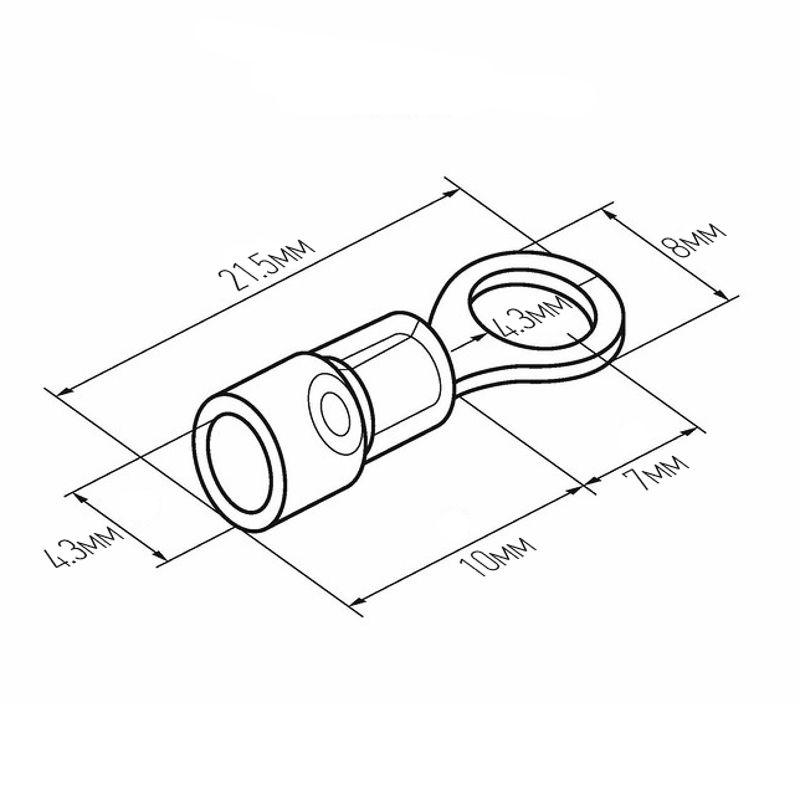 Наконечник кольцевой изол. термоус. (НКИт d4.3мм) 0.5-1.5кв.мм (DRS/RV1.25-4) REXANT 08-0009