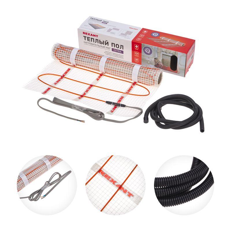 Комплект "Теплый пол" (мат) Extra S 0.7кв.м (0.5х1.4м) 112Вт двужил. Rexant 51-0501