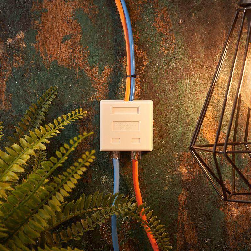 Розетка компьютерная + телеф. RJ11 + RJ45 комбинир. накладная REXANT 03-0120