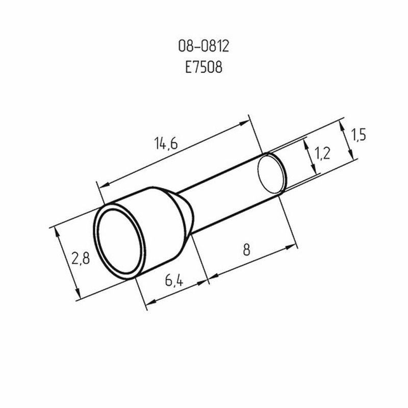 Наконечник штыревой втулочный изол. (НШВИ F-8мм) 0.75кв.мм (Е7508 СЕ007508 grey) син. REXANT 08-0812