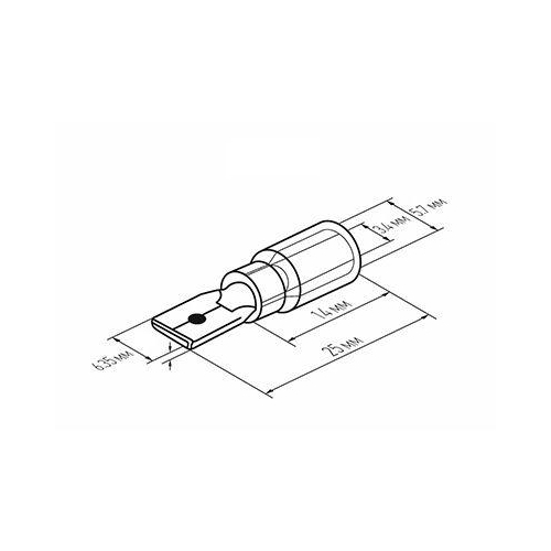 Клемма плоская изолир. термоусаживаемая (КПИт штекер - 6.35мм) 4-6кв.мм (DRS/MDD5.5-250) REXANT 08-0354