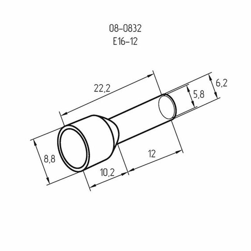 Наконечник штыревой втулочный изолир. (НШВИ F-12мм) 16кв.мм (СЕ160012blue) син. REXANT 08-0832