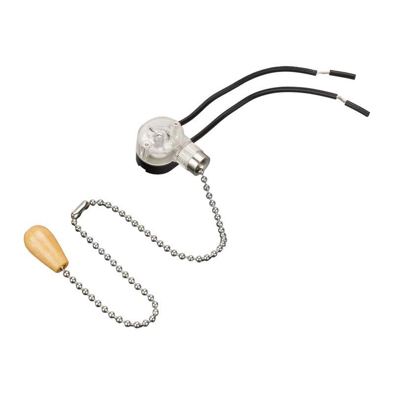 Выключатель для настенного светильника с проводом и деревянным наконечником silver (пакет боб) Rexant 32-0103