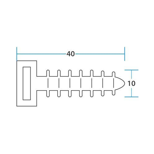 Дюбель d=10 L40мм для хомута-стяжки черн. (уп.100шт) Rexant 07-4512