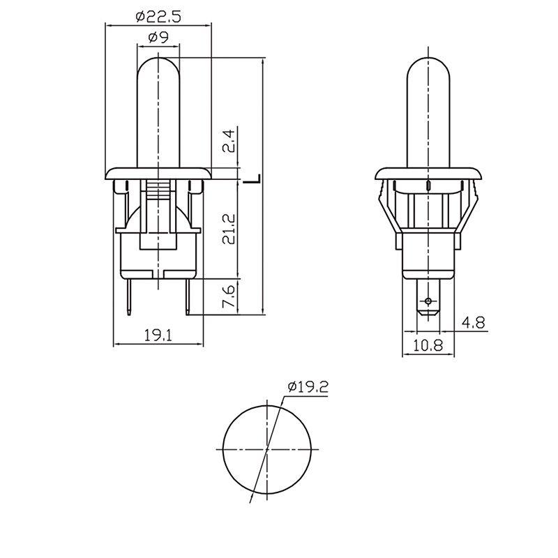 Выключатель-кнопка 250В 2.5А (2с) ON-(OFF) Б/Фикс бел. (PBS-19С2) (мебельная) Rexant 36-3021
