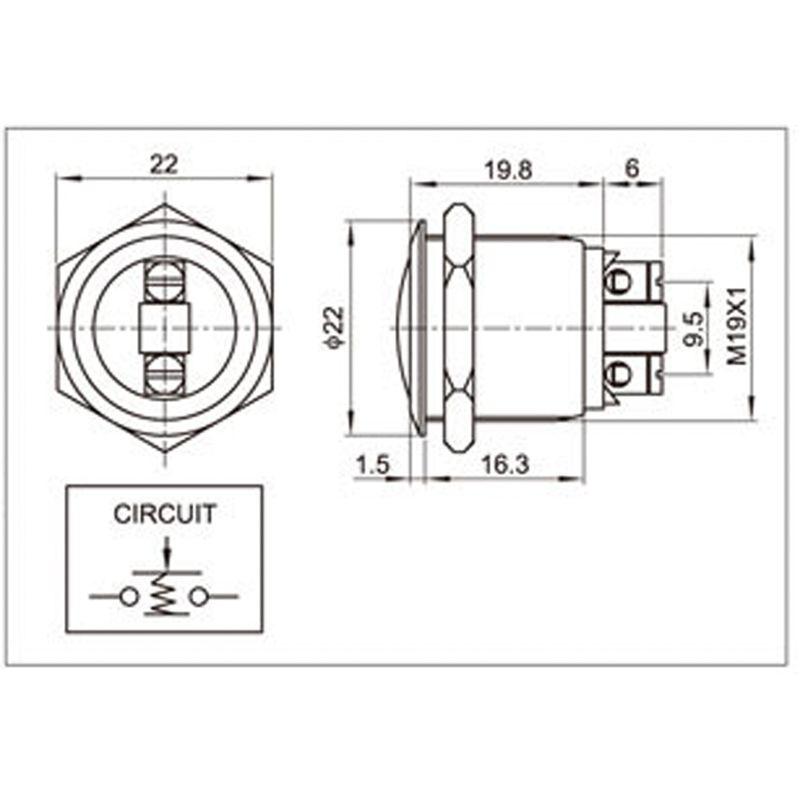 Кнопка антивандальная d19 Б/Фикс (2с винт) (ON)-OFF сфера (PBS-28В A19-A2) Rexant 36-3410