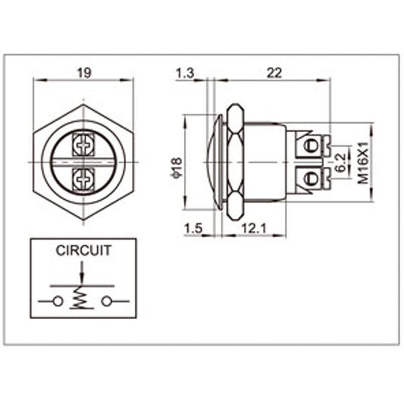 Кнопка антивандальная d16 Б/Фикс (2с винт) (ON)-OFF сфера (A16-A2) Rexant 36-3230
