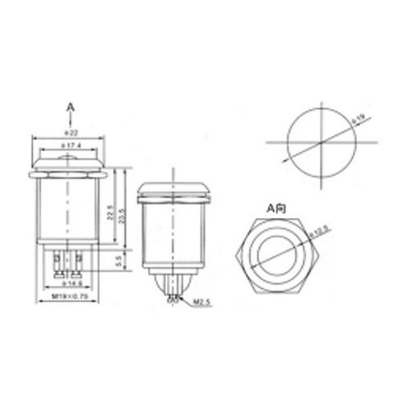 Кнопка антивандальная d19 Б/Фикс (2с) (ON)-OFF выпуклая (PBS-28В-4) Rexant 36-3412