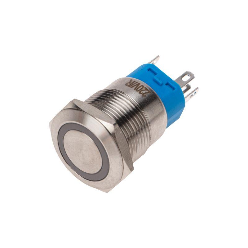 Кнопка антивандальная d19 250В Фикс (5с) ON-OFF/OFF-ON подсв/красн. Rexant 36-3440