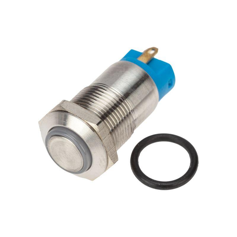 Кнопка антивандальная d12 12В Б/Фикс (2с) (ON)-OFF син. (A-12-C2) Rexant 36-3211