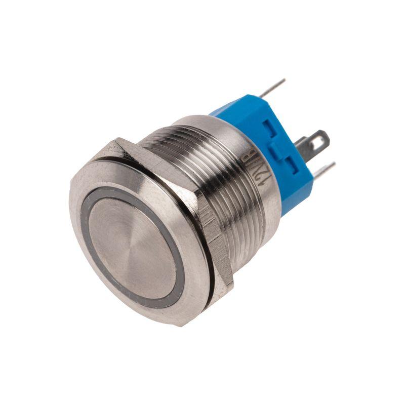 Кнопка антивандальная d22 12В Фикс (6с) ON-OFF/OFF-ON подсв/син. Rexant 36-3511