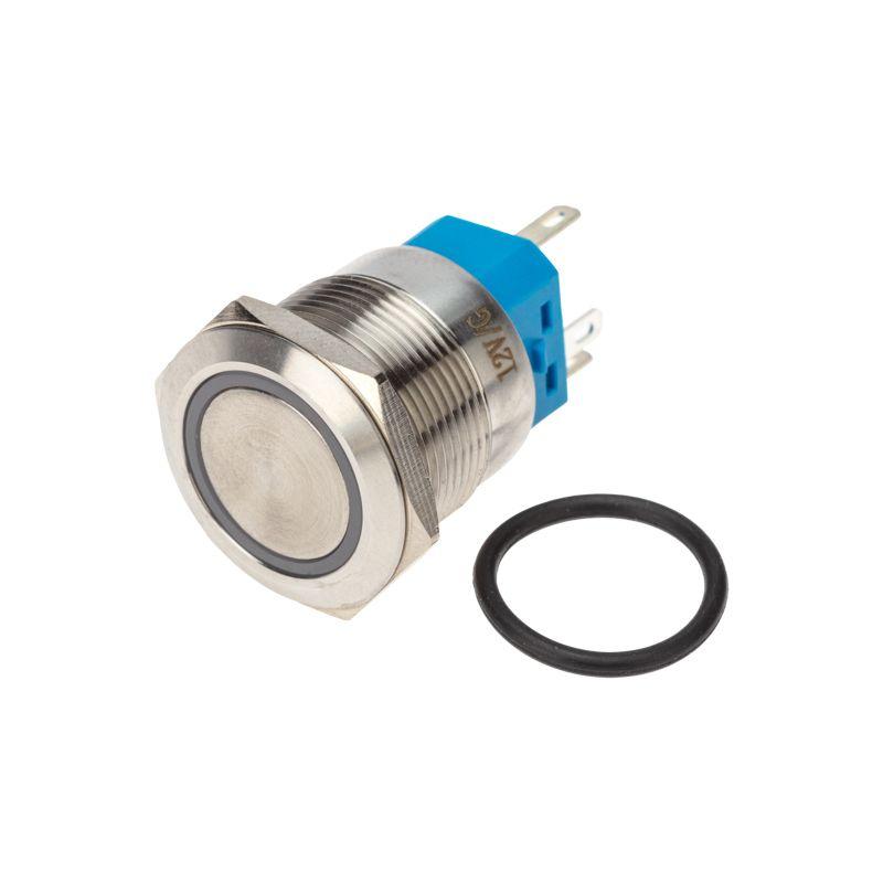 Кнопка антивандальная d22 12В Фикс (6с) ON-OFF/OFF-ON подсв/зел. Rexant 36-3513