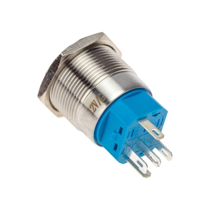 Кнопка антивандальная d22 12В Фикс (6с) ON-OFF/OFF-ON подсв/зел. Rexant 36-3513