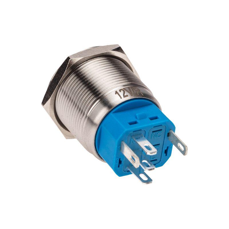 Кнопка антивандальная d22 12В Фикс (6с) ON-OFF/OFF-ON подсв/красн. Rexant 36-3510