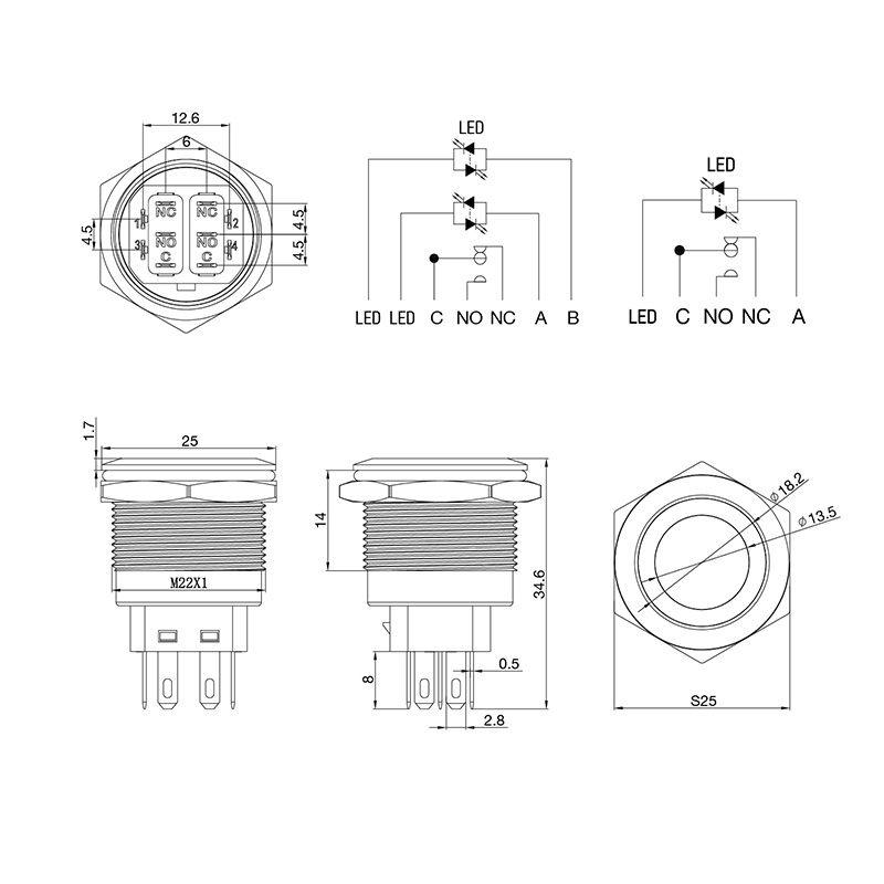 Кнопка антивандальная d22 250В Фикс (6с) ON-OFF/OFF-ON подсв/зел. Rexant 36-3533