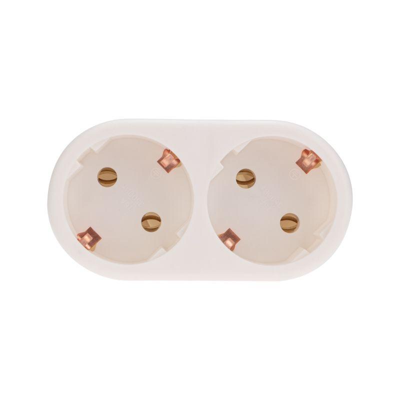 Двойник электрический 16 А с заземл. бел. Rexant 11-1075