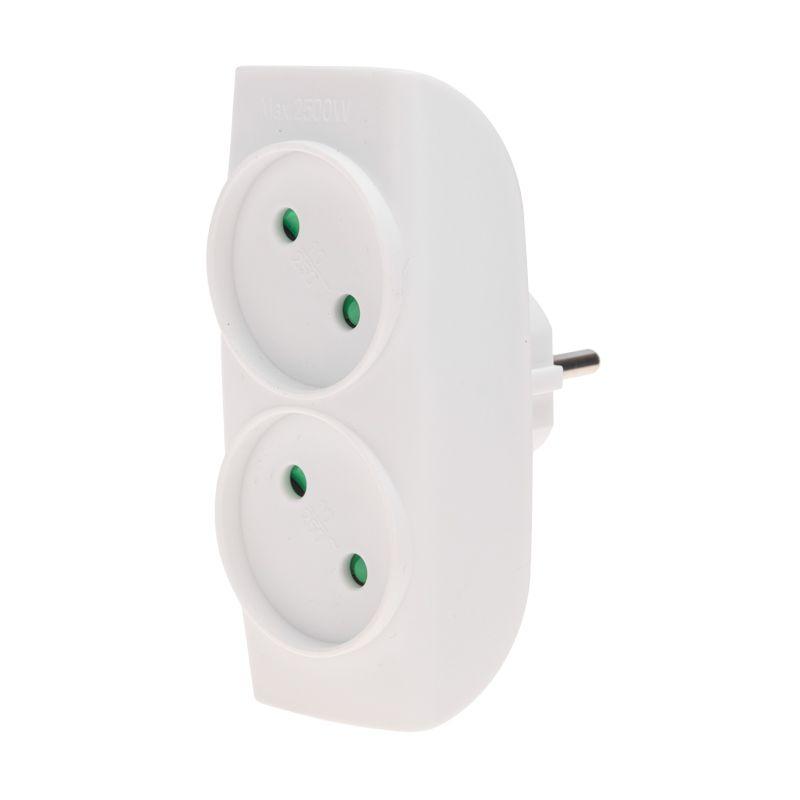 Двойник электрический 6-10А без заземл. бел. Rexant 11-1074