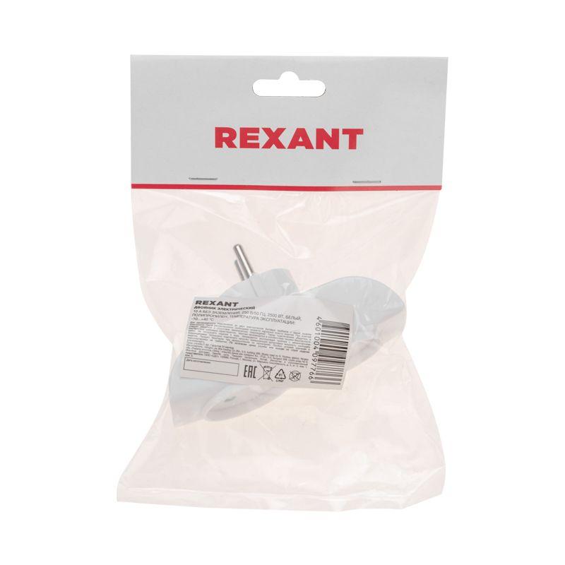 Двойник электрический 6-10А без заземл. бел. Rexant 11-1074