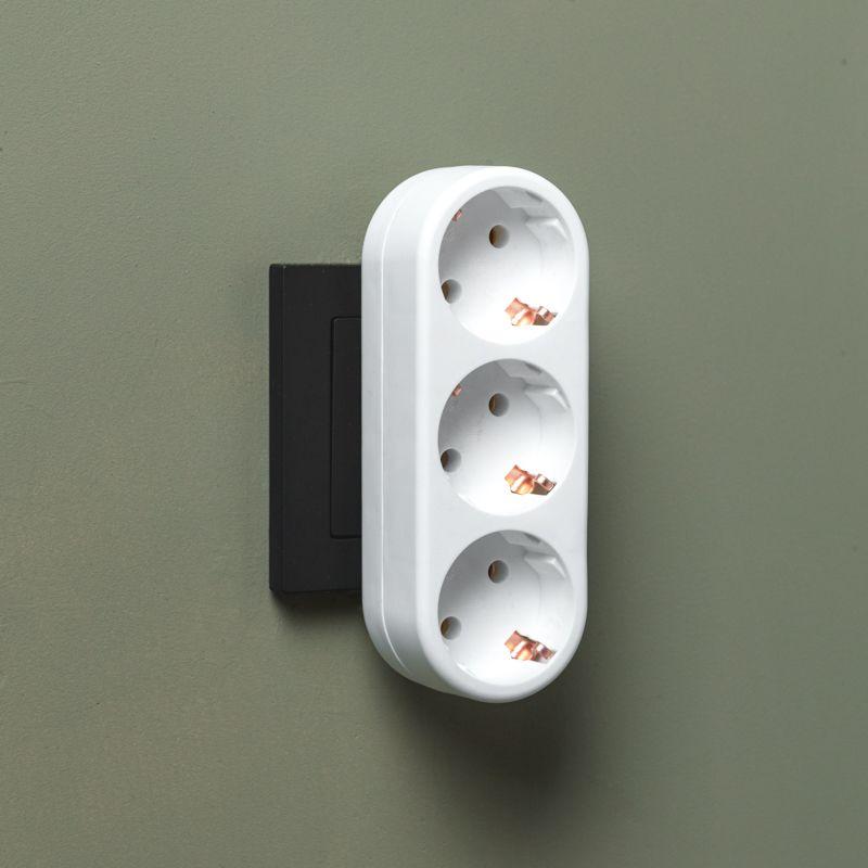 Тройник электрический линейный 16А с заземл. бел. Rexant 11-1079