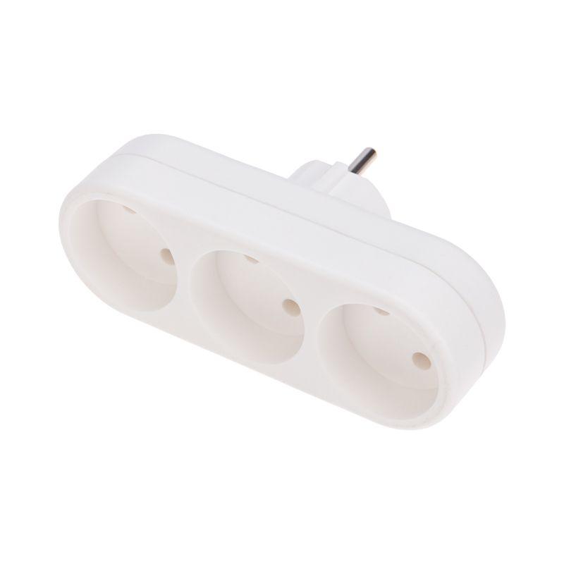 Тройник электрический линейный 6-10А без заземл. бел. Rexant 11-1078