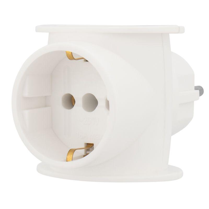 Тройник электрический универсальный 16А одно гнездо с заземл. бел. Rexant 11-1080