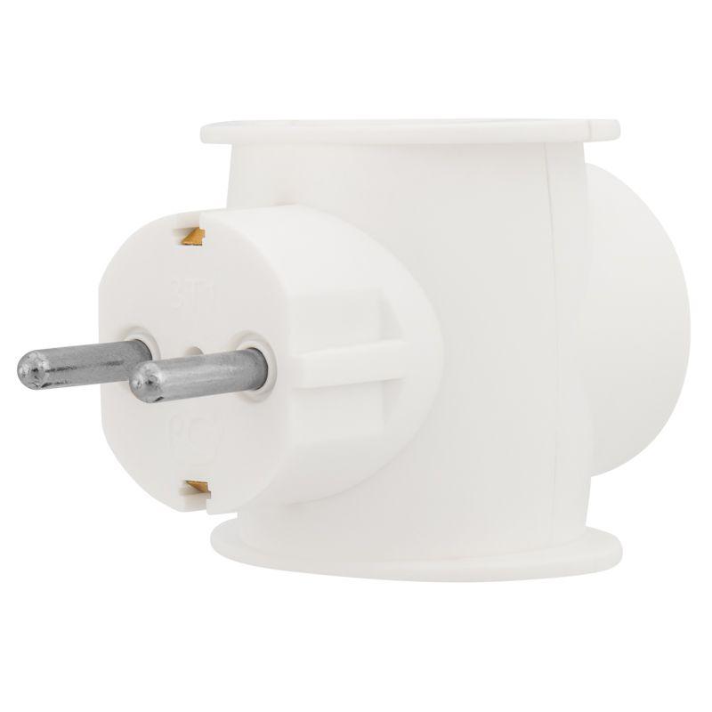 Тройник электрический универсальный 16А одно гнездо с заземл. бел. Rexant 11-1080