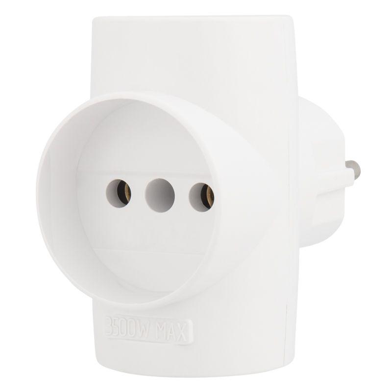 Тройник электрический 16А без заземл. бел. Rexant 11-1077