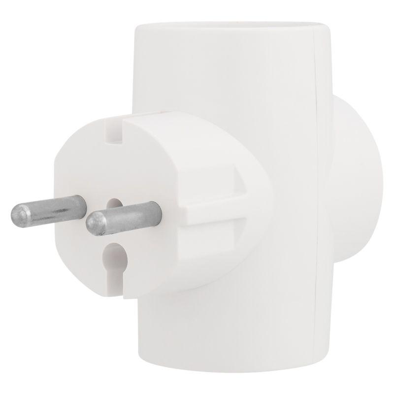 Тройник электрический 16А без заземл. бел. Rexant 11-1077