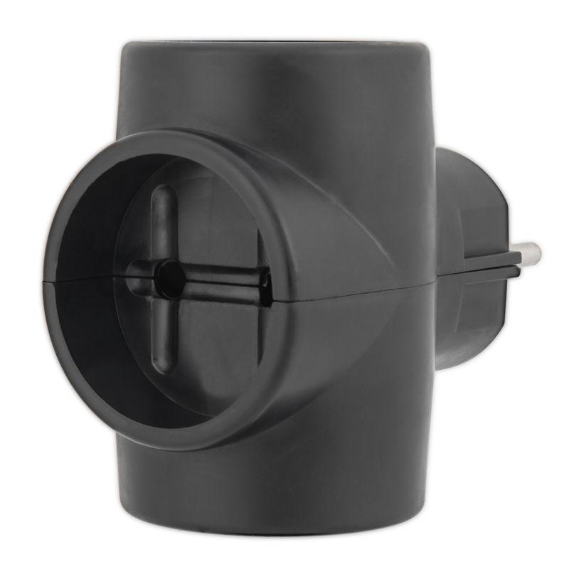 Тройник электрический 6-10А без заземл. черн. Rexant 11-1076