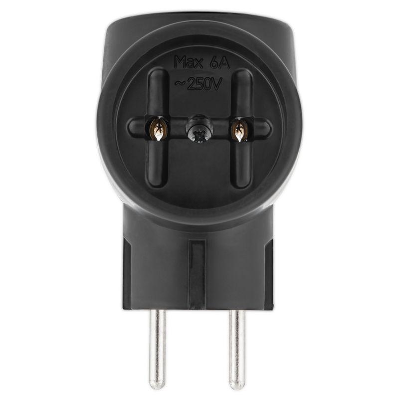 Тройник электрический 6-10А без заземл. черн. Rexant 11-1076