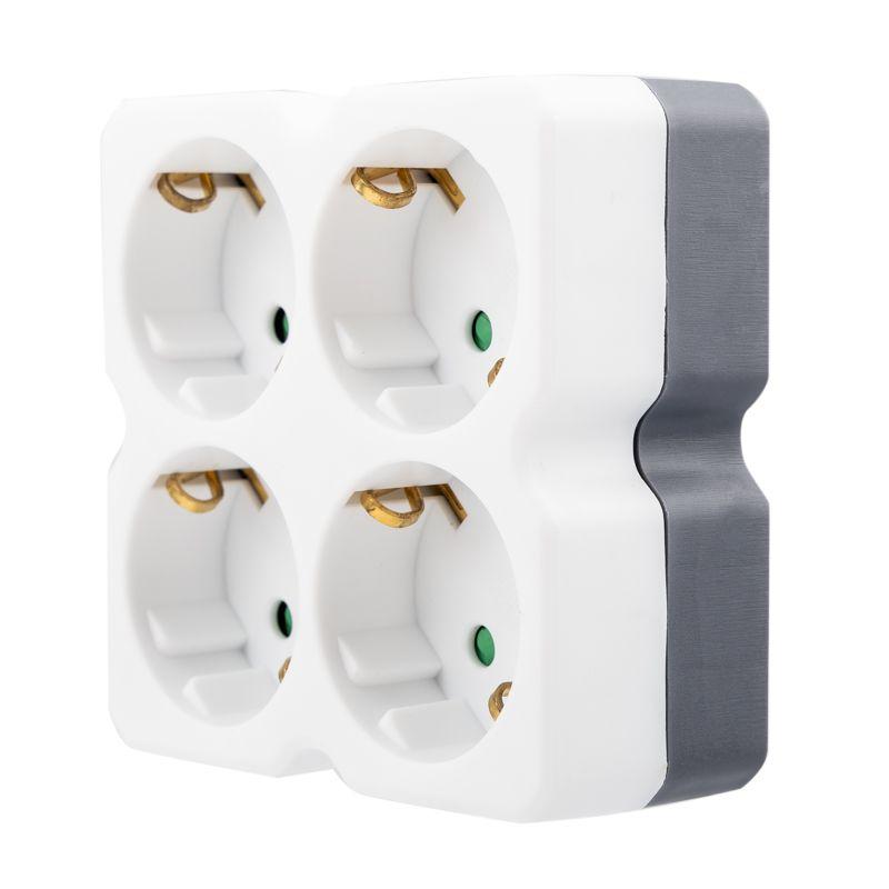 Четверник электрический 16А с заземл. бел. Rexant 11-1073