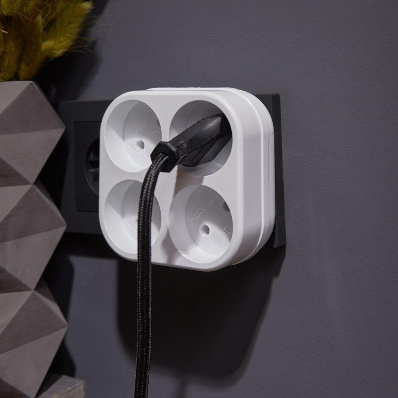 Четверник электрический 6-10А без заземл. бел. Rexant 11-1072