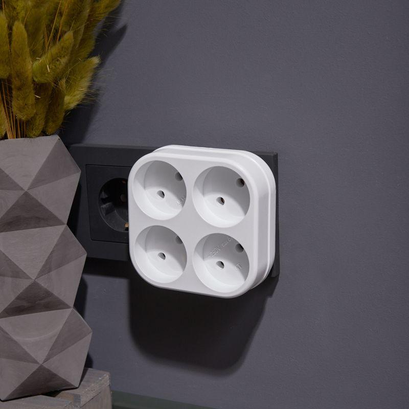 Четверник электрический 6-10А без заземл. бел. Rexant 11-1072