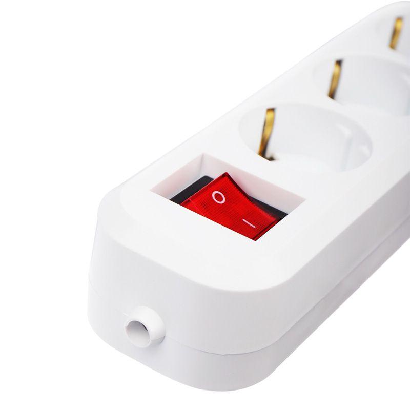 Колодка 3-м с кнопкой с заземл. Rexant 11-8706