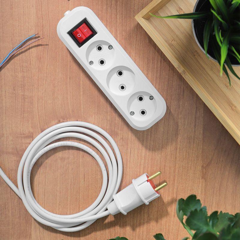 Колодка 3 гнезда с кнопкой без заземл. Rexant 11-8705