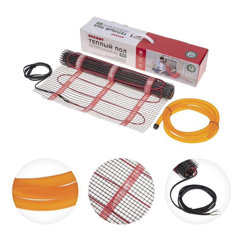 Теплый пол, нагревательный мат PRO, RNX -5-1100, двухжильный, с экраном, площадь 5 кв м, 0.5х10 м, 1100 Вт (etm51-0018)