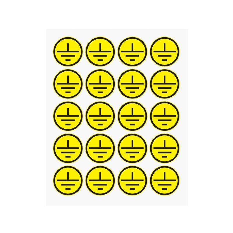 Наклейка знак электробезопасности "Заземление" d20мм (20шт на листе) Rexant 56-0010