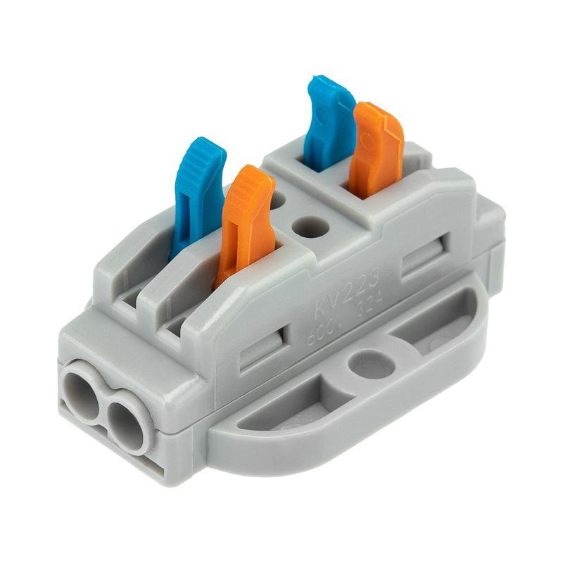 Клемма строительно-монтажная СМК проходная 2п 0.08-4кв.мм с монтажной площадкой сер. (блист.5шт) Rexant 07-6262-5