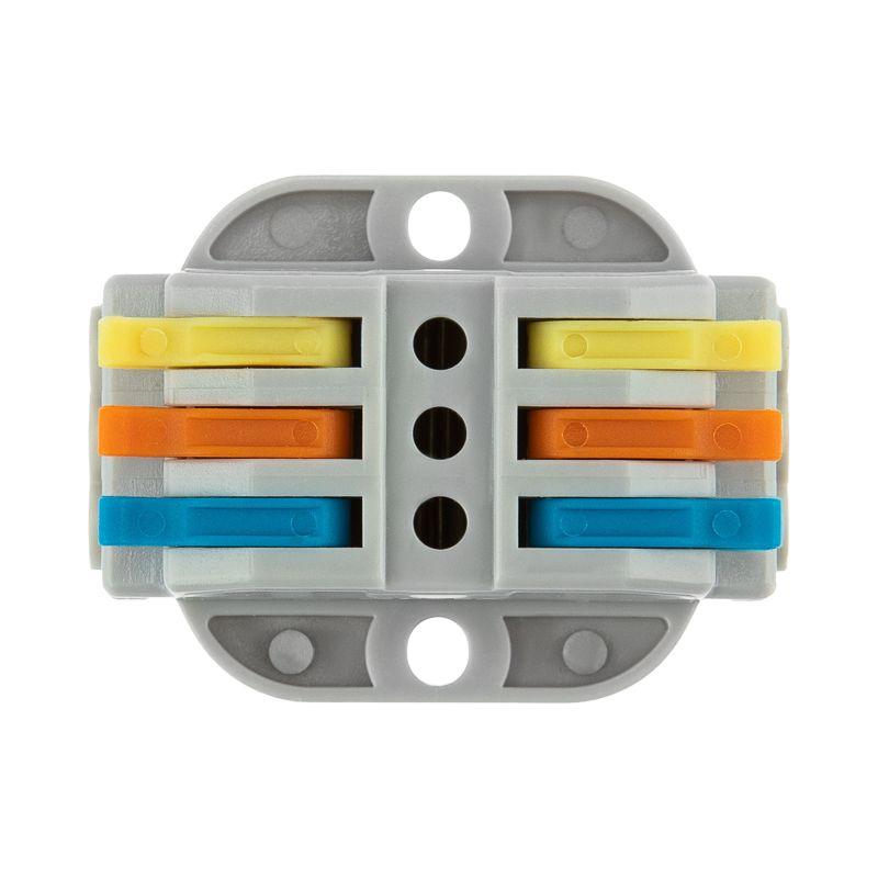 Клемма строительно-монтажная СМК проходная 3п 0.08-4кв.мм с монтажной площадкой сер. (блист.5шт) Rexant 07-6263-5