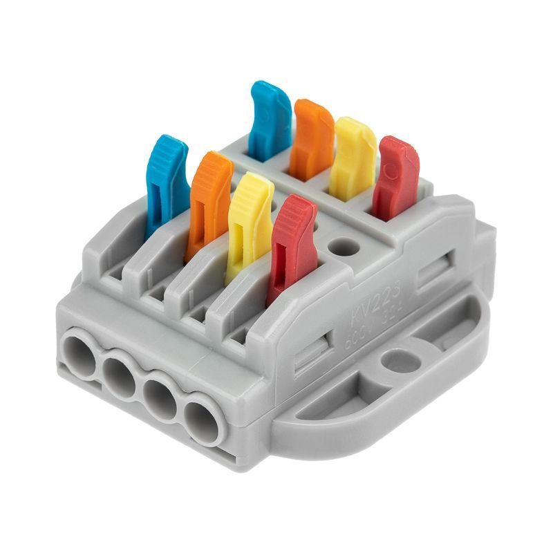 Клемма строительно-монтажная СМК проходная 4п 0.08-4кв.мм с монтажной площадкой сер. (блист.5шт) Rexant 07-6264-5