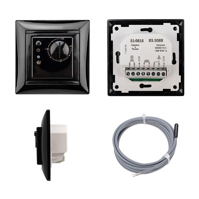 Терморегулятор механический RX-308B черный (совместим с Legrand серии Valena) (etm51-0816)