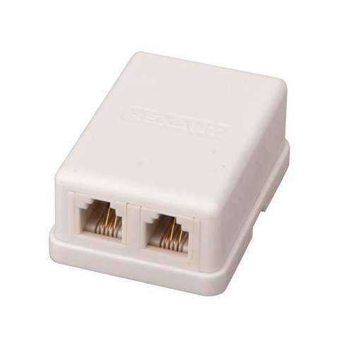 Розетка телефонная 2-м ОП RJ11 бел. Rexant 03-0002