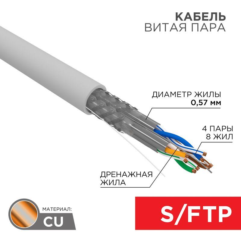 Кабель SSTP 4х2х0.57 кат.7 медь 305м (м) Rexant 01-0542