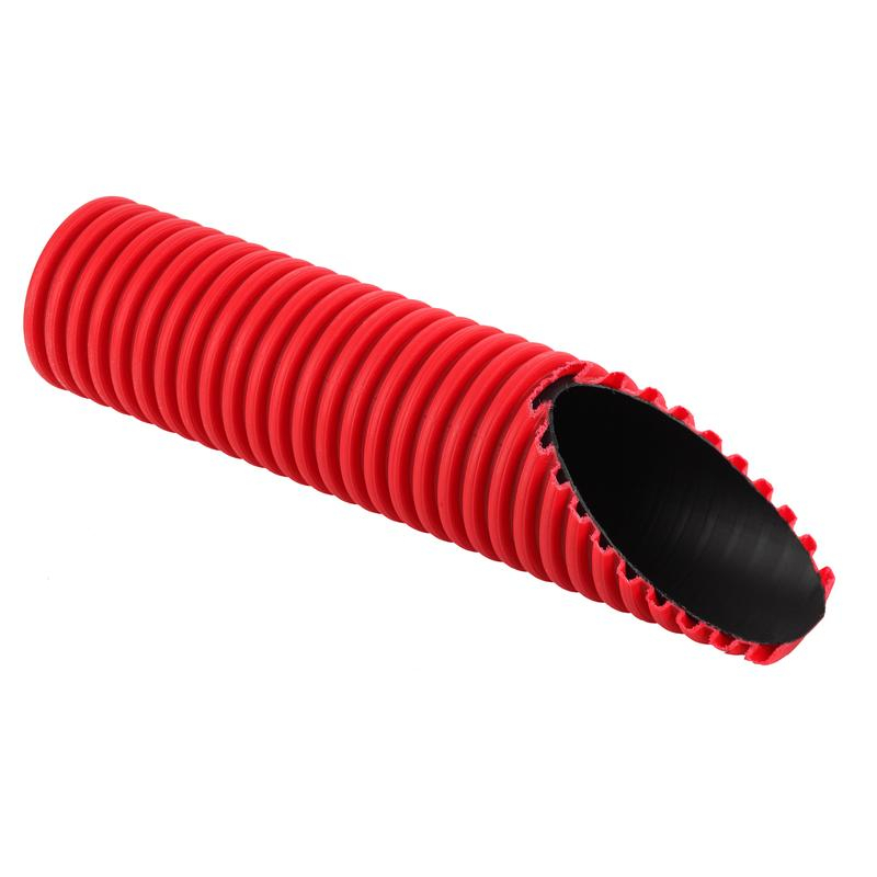 Труба гофрированная двустенная ПНД/ПНД 200/178.7мм жесткая в компл. с муфтой и уплотнит. кольцом красн. (уп.6м) Ruvinil ТЖ-КЛ0-200К