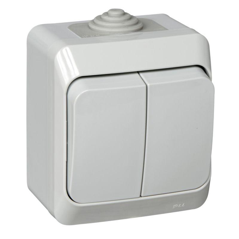 Выключатель 2-кл. ОП Этюд 10А IP44 10AX Серый SchE BA10-042C