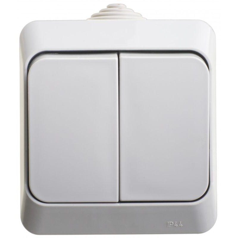 Выключатель 2-кл. ОП Этюд 10А IP44 10AX Серый SchE BA10-042C